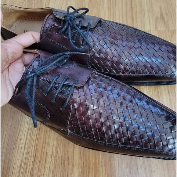 Paul Frederick Men's Woven Leather Oxford 11 - Picture 5 of 9
